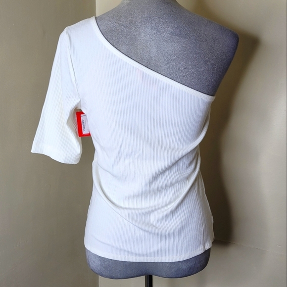 SPANX NWT Ribbed One Shoulder Top I White I M Stretch Asymmetrical - Picture 3 of 7